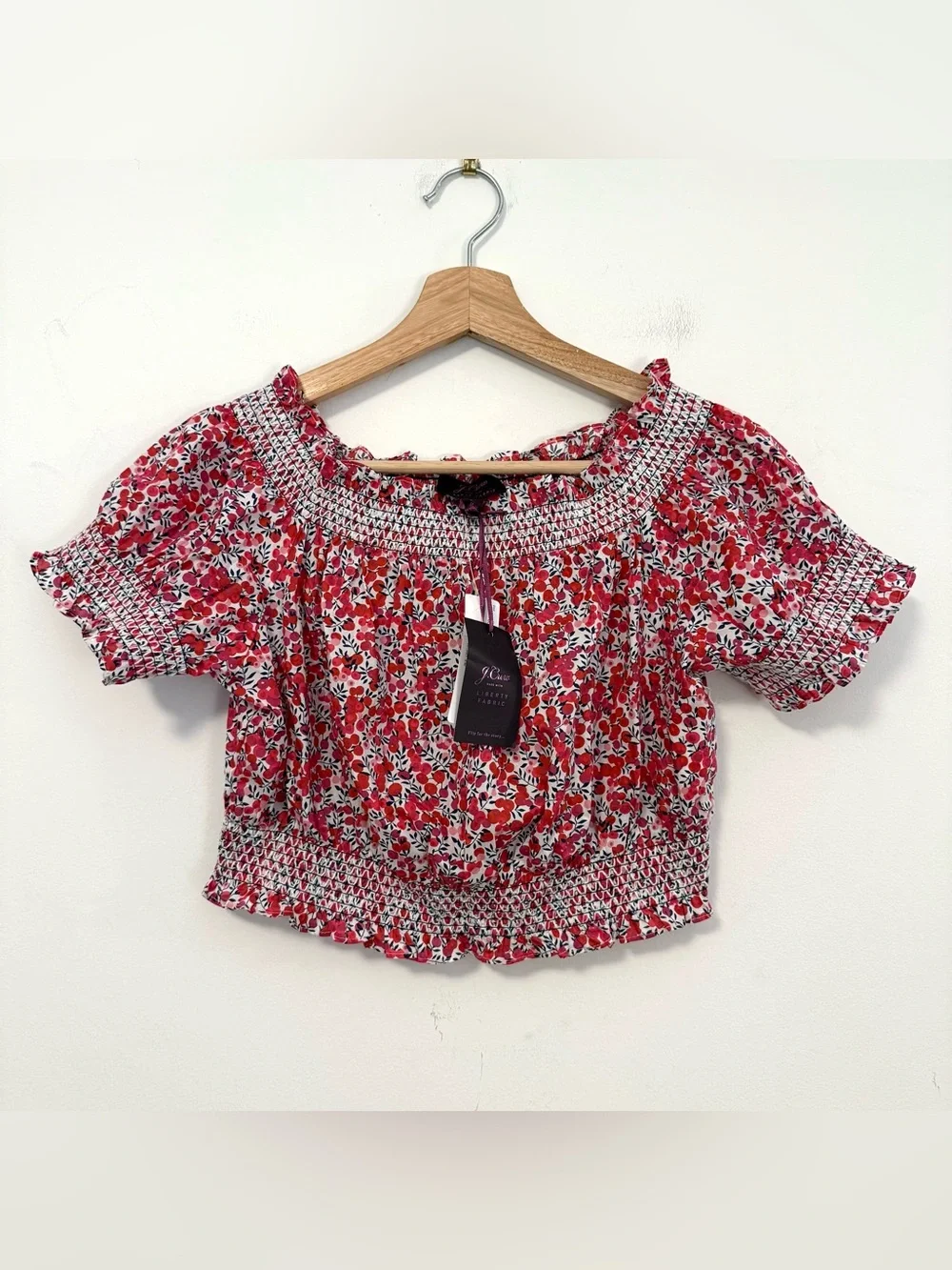 NWT J.Crew Liberty London Wiltshire Floral Smocked Crop Top Medium